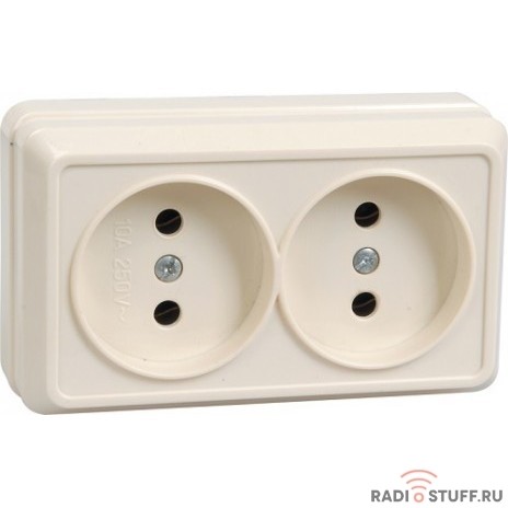 Iek ERO20-K33-10-DC РС22-2-ОКм Розетка 2местн. без з/к 10А откр.уст. ОКТАВА (кремовый)